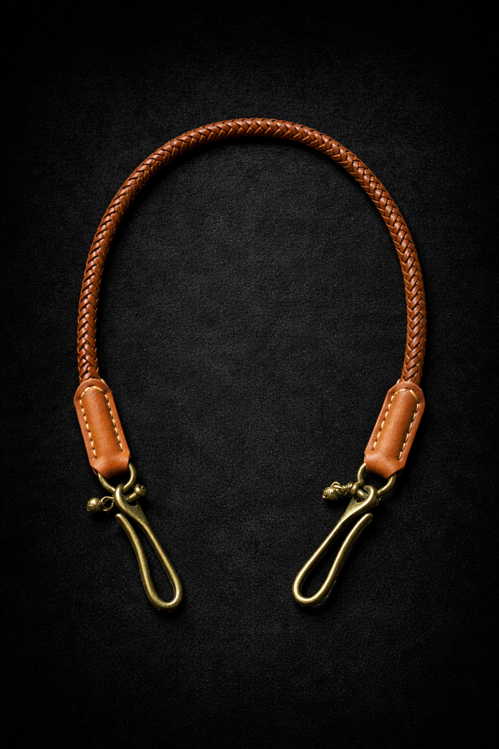 DUZ DENIM-BRAIDED LEATHER TETHER LANYARD-TAN