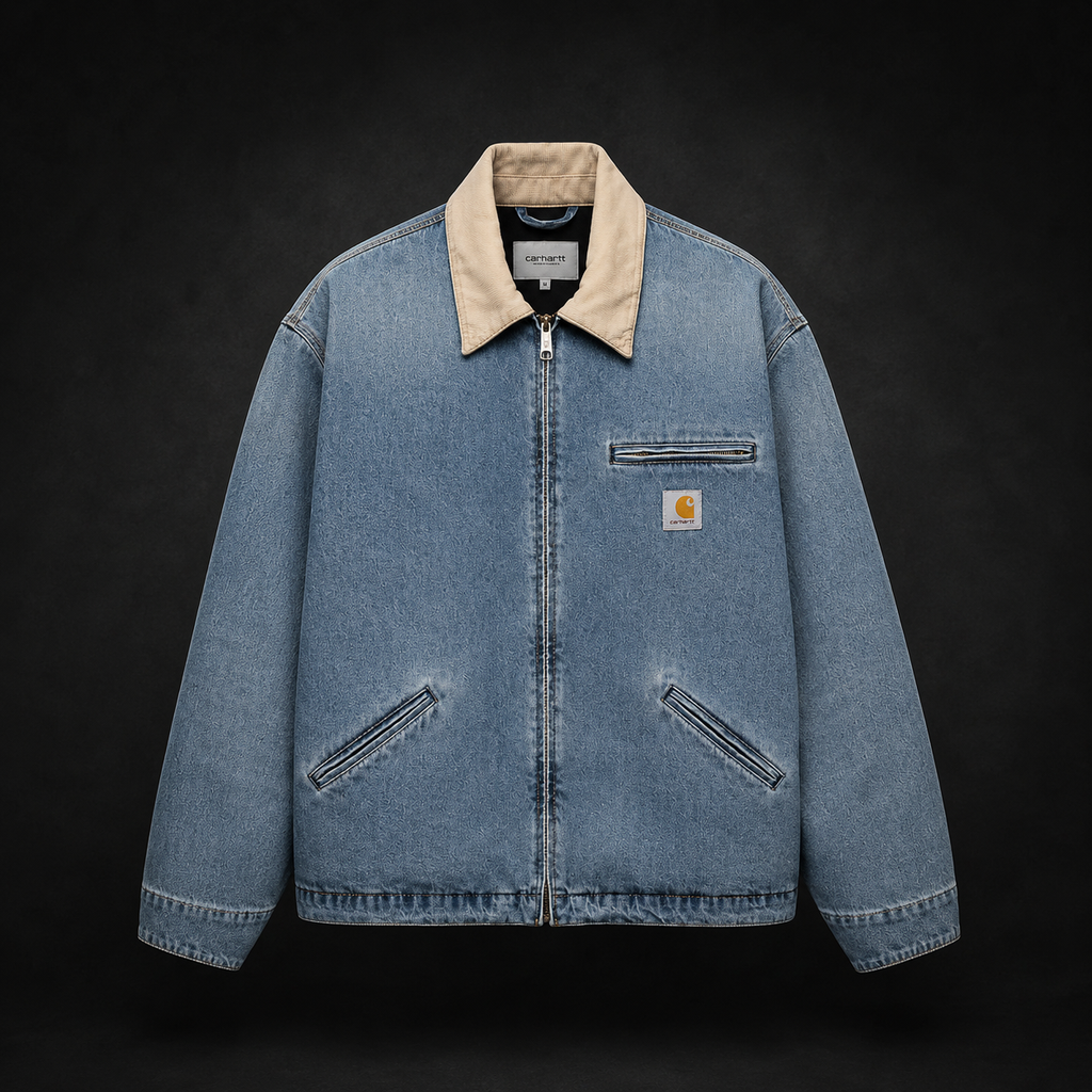 Carhartt OG Detroit Jacket 'Camano' Denim (Blue/Dusty H Brown/Burst Washed)