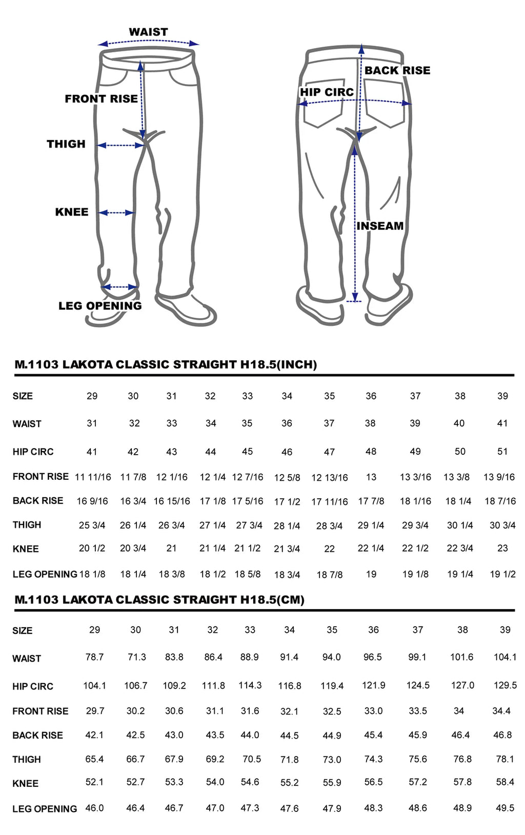 BZEN M.1103LS LAKOTA-17 H18.5 CLASSIC STRAIGHT 5 POCKET BUTTON FLY HORSESHOE BACK POCKET LOOMSTATE INDIGO SELVEDGE-17OZ-RAW INDIGO