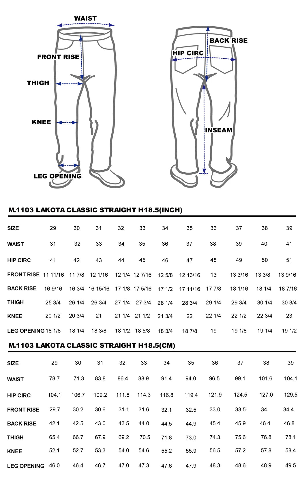 BZEN M.1103LS LAKOTA-17 H18.5 CLASSIC STRAIGHT 5 POCKET BUTTON FLY HORSESHOE BACK POCKET LOOMSTATE INDIGO SELVEDGE-17OZ-RAW INDIGO