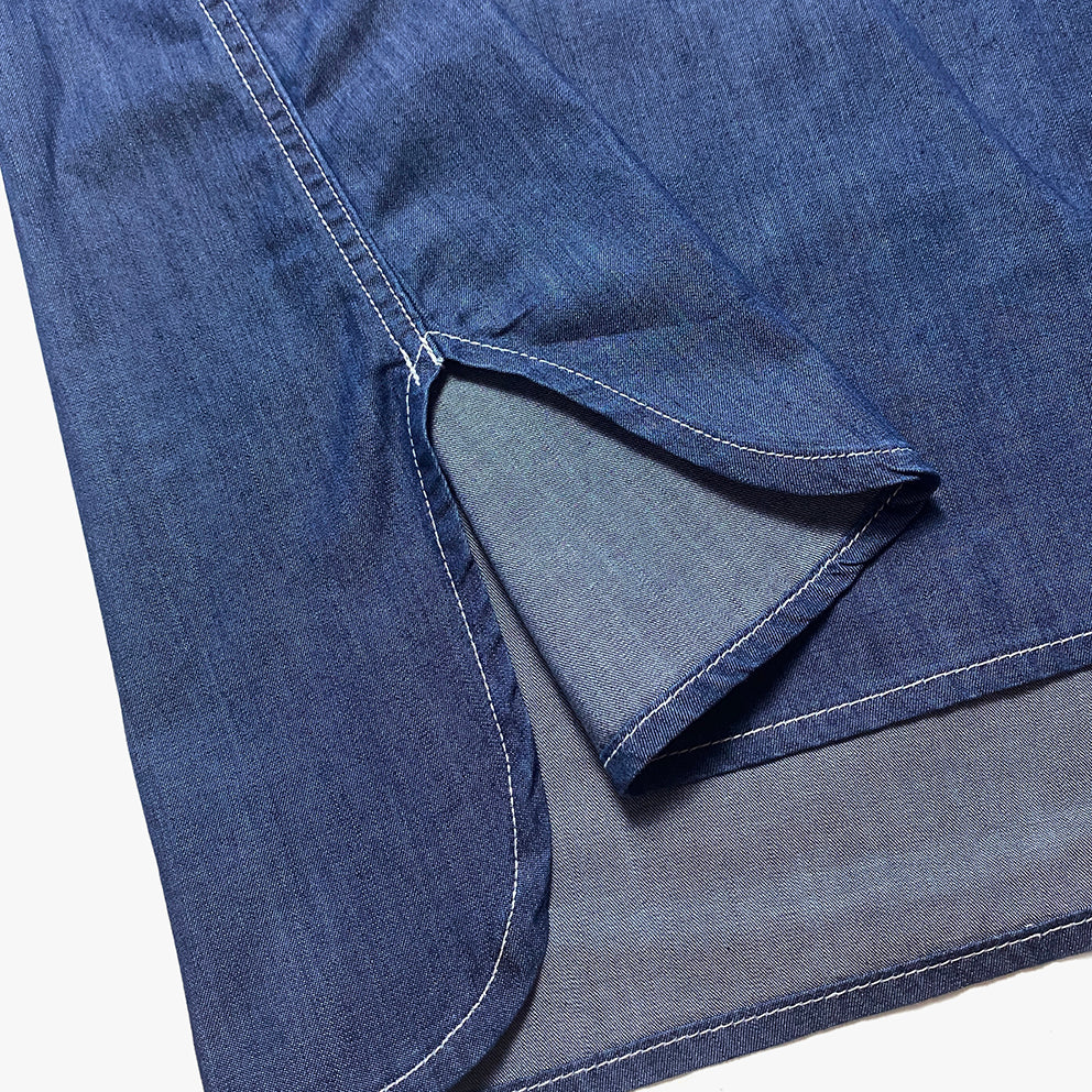 BZEN M.3016 AO2-2P REGULAR FIT 4 BUTTON SMOCK HOODIE COTTON TENCEL WITH 2 FLAP POCKET SHIRT-6OZ-E0 INDIGO