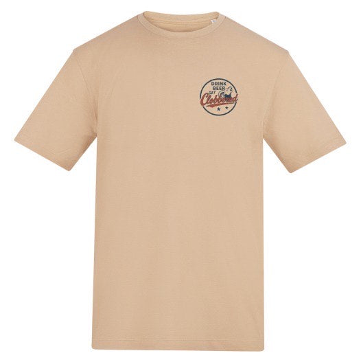 DUZ DENIM-"DRINK BEER - LET'S GET CLOBBERED"-RELAXED FIT TEE-SAND
