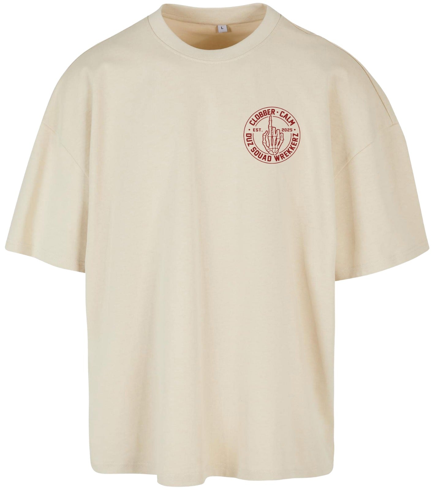 ***PRE-ORDER*** DUZ DENIM X CLOBBER CALM-"DUZ SQUAD WREKKERZ" TEE-LIGHT BEIGE