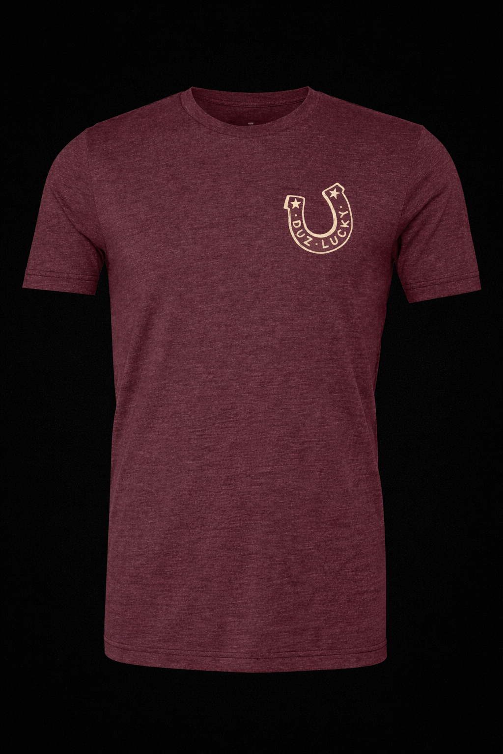 DUZ DENIM-"DUZ LUCKY"-HEATHER SHORT SLEEVE TEE-MAROON