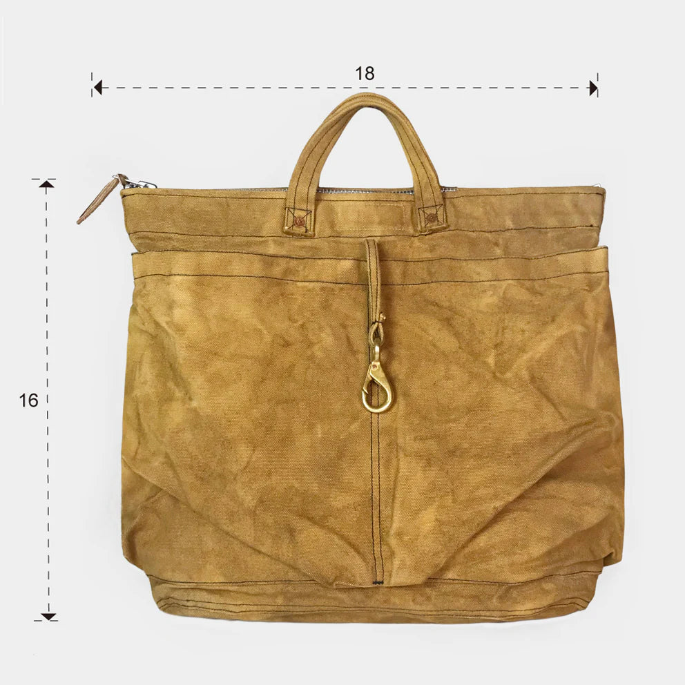 BZEN x MINER49ER HELMET18-16BIS CANVAS VEGGIE DYED HELMET BAG-20oz-E0 BISCOTTI