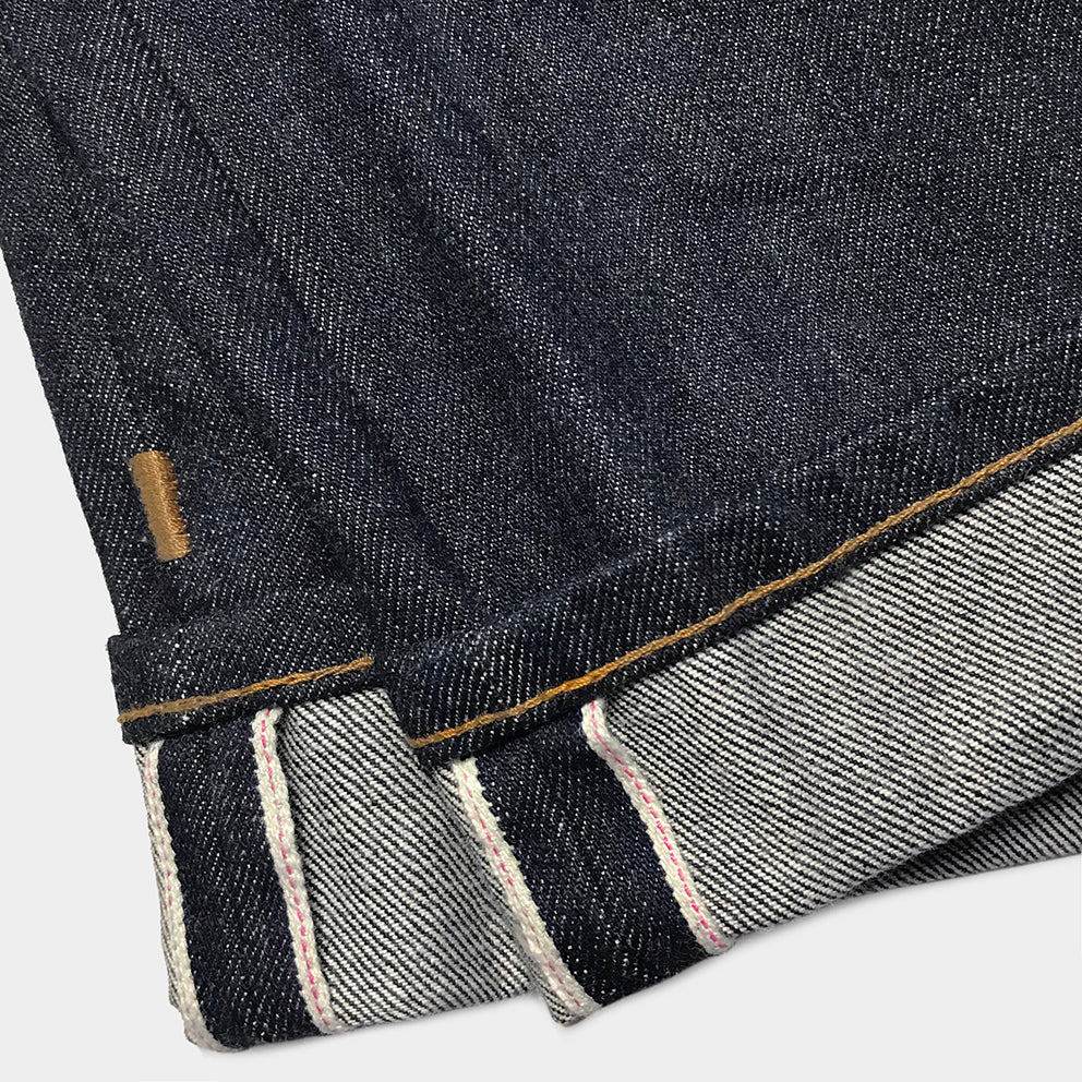 BZEN M.1103LS LAKOTA-17 H18.5 CLASSIC STRAIGHT 5 POCKET BUTTON FLY HORSESHOE BACK POCKET LOOMSTATE INDIGO SELVEDGE-17OZ-RAW INDIGO
