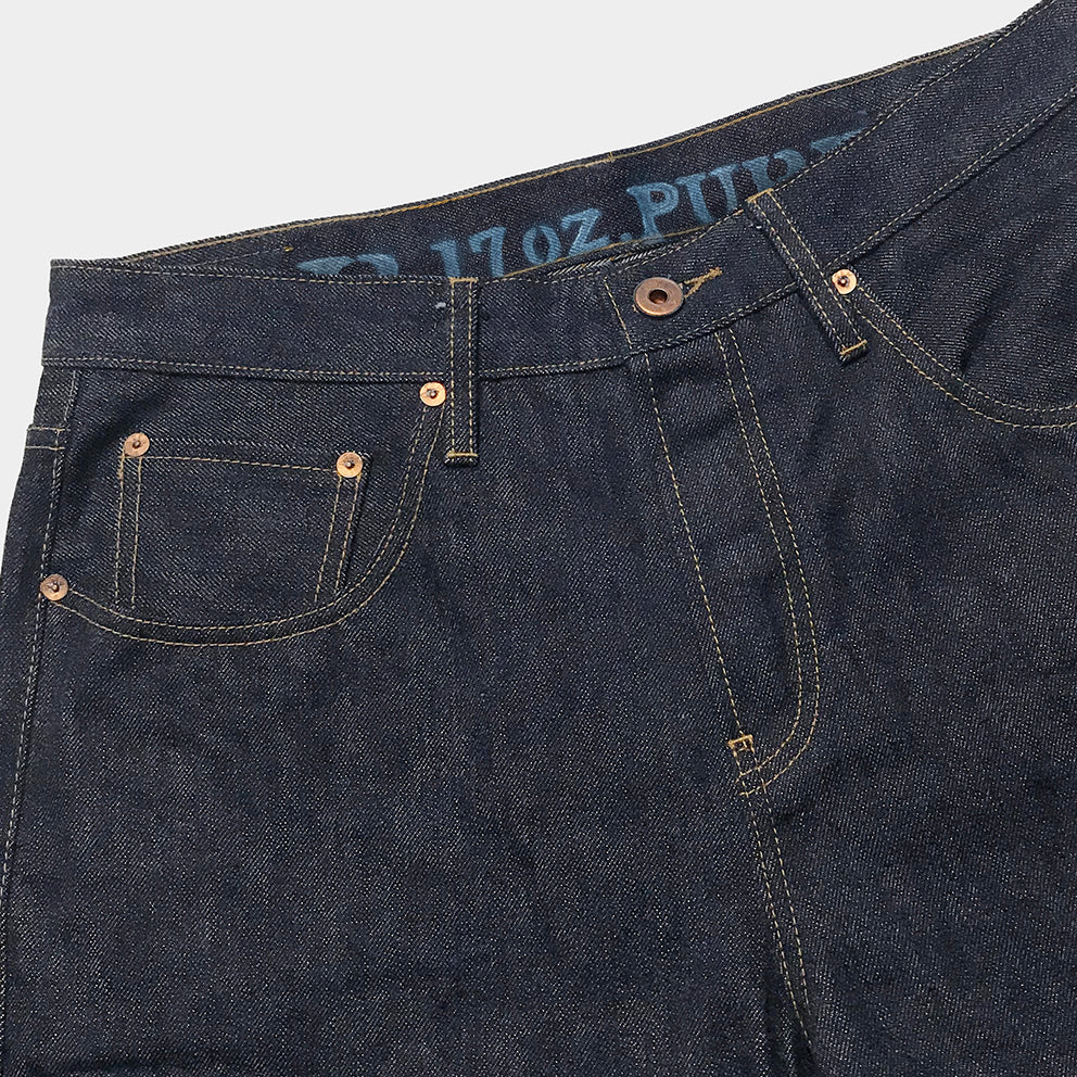 BZEN M.1103LS LAKOTA-17 H18.5 CLASSIC STRAIGHT 5 POCKET BUTTON FLY HORSESHOE BACK POCKET LOOMSTATE INDIGO SELVEDGE-17OZ-RAW INDIGO