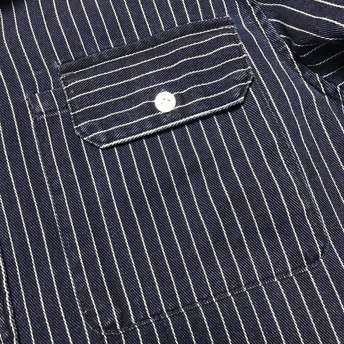 BZEN M.3338-UMI REGULAR FIT 2 POCKET SHIRT-6oz-E0 INDIGO STRIPE