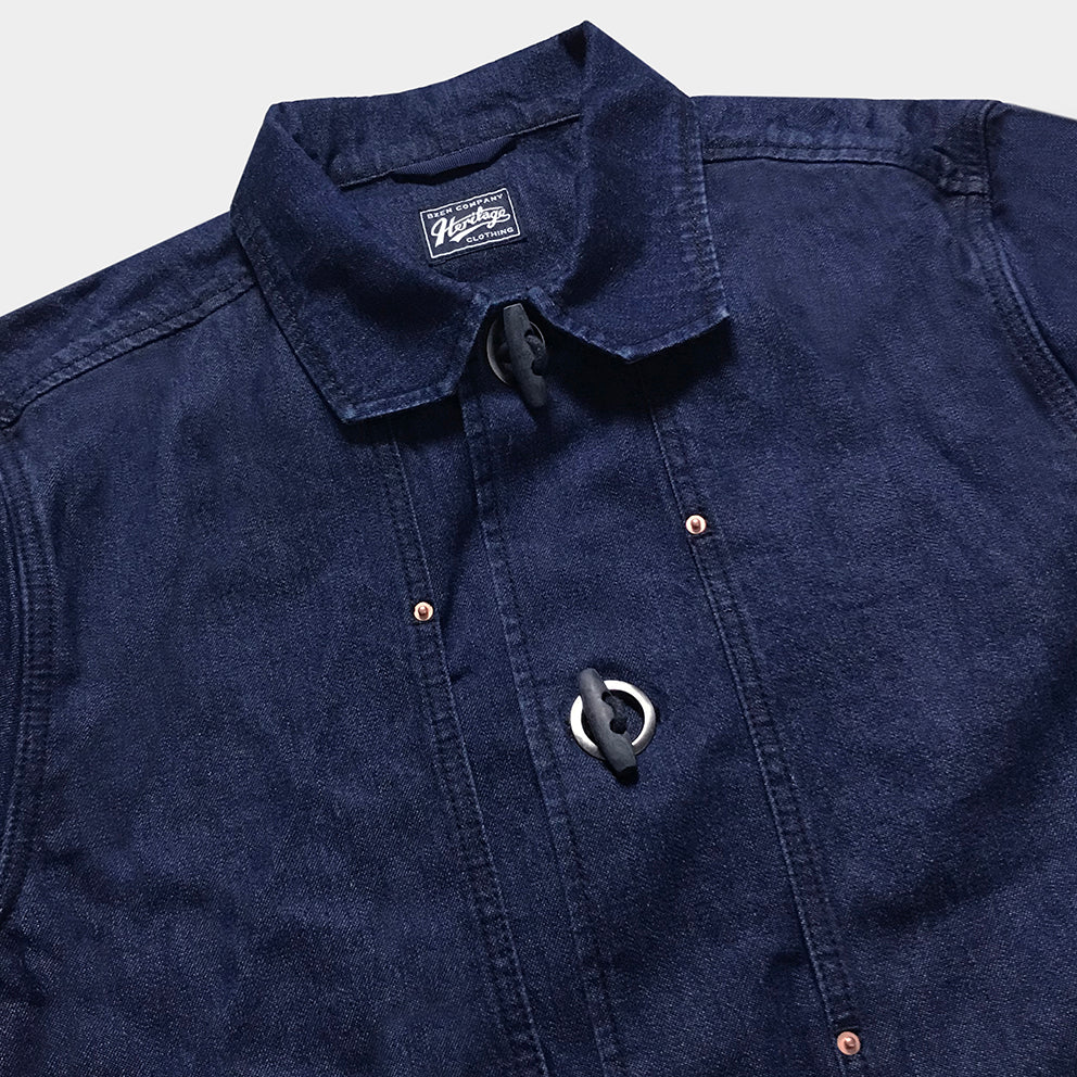 BZEN M.3195-BRETON REGULAR FIT 6 POCKET DENIM JACKET-12oz-E0 RINSE INDIGO