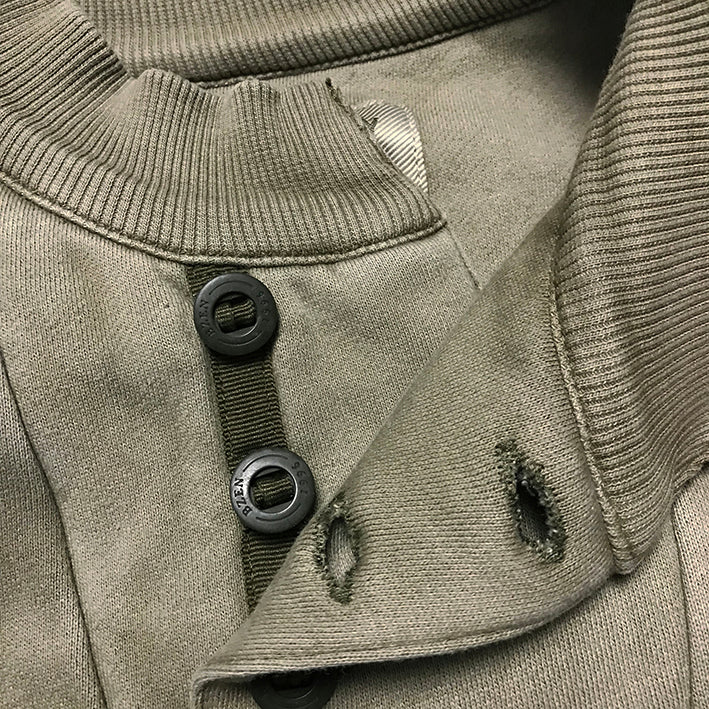 BZEN UNARMY - M.3257-VILMER REGULAR FIT 4 BUTTON MOCKNECK HENLEY TOP- VEGGIE GREEN