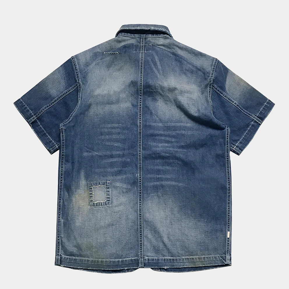 BZEN M.3211-HOBO REGULAR FIT SHORT SLEEVE DENIM SHIRT-11.25oz-E4 VINTAGE