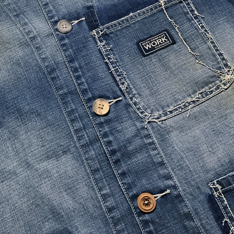 BZEN M.3211-HOBO REGULAR FIT SHORT SLEEVE DENIM SHIRT-11.25oz-E4 VINTAGE