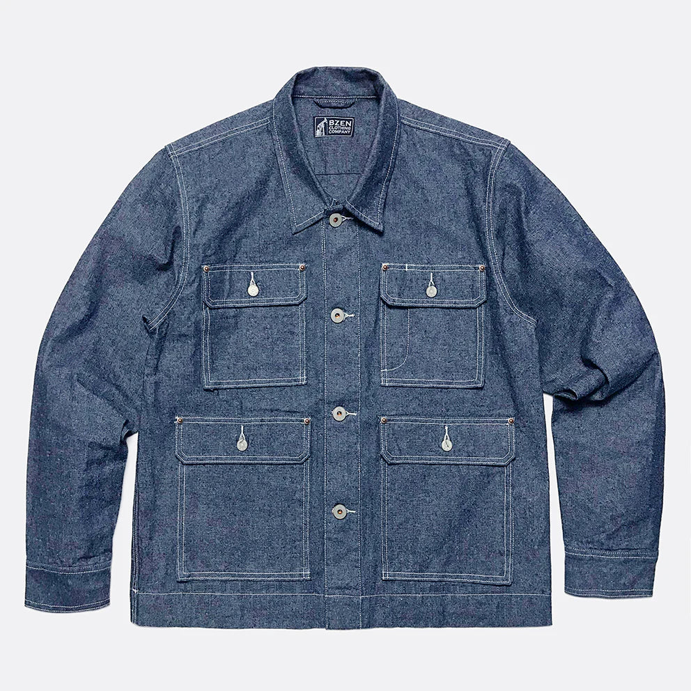 BZEN M.3323 BUBBA-S&P REGULAR FIT INDIGO DENIM WORK JACKET-10OZ-E0 INDIGO