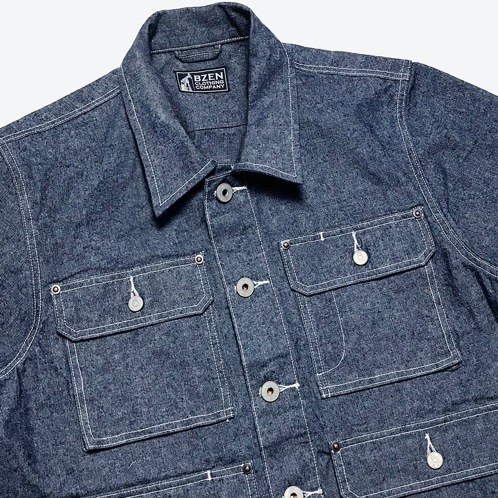 BZEN M.3323 BUBBA-S&P REGULAR FIT INDIGO DENIM WORK JACKET-10OZ-E0 INDIGO