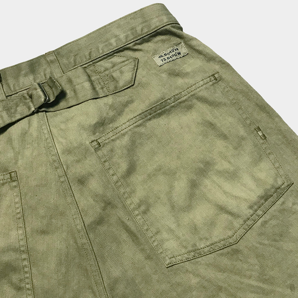 BZEN M.1198 L32-MIDDLEMAST RELAX TAPERED COTTON LINEN NAVAL INSPIRED PANT VEGGIE DYED-9oz-E0 MOSS GREEN