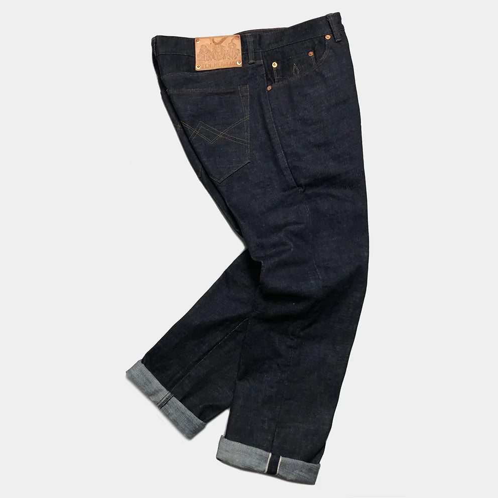 BZEN M.1098 EL PASO-TUF H17 REGULAR STRAIGHT 5 POCKET DYNEEMA YARN INDIGO SELVEDGE DENIM JEAN-17OZ-HRH INDIGO