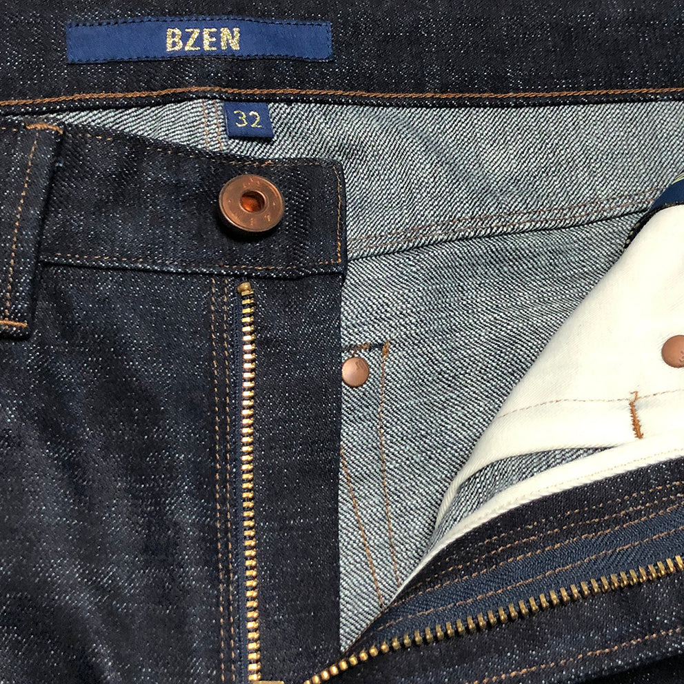 BZEN M.1098 EL PASO-TUF H17 REGULAR STRAIGHT 5 POCKET DYNEEMA YARN INDIGO SELVEDGE DENIM JEAN-17OZ-HRH INDIGO
