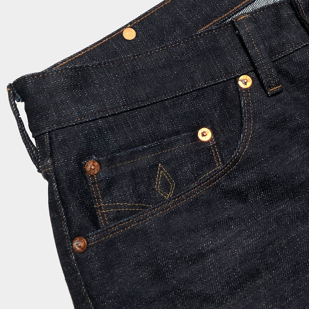 BZEN M.1098 EL PASO-TUF H17 REGULAR STRAIGHT 5 POCKET DYNEEMA YARN INDIGO SELVEDGE DENIM JEAN-17OZ-HRH INDIGO