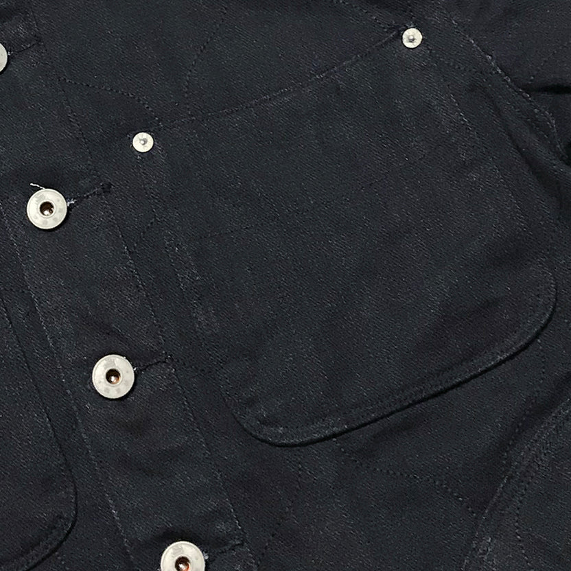 Bzen M.3177R Dayton Regular Fit 6 Pocket Quilted Black Denim Work Shirt 11oz E0 Black Blue
