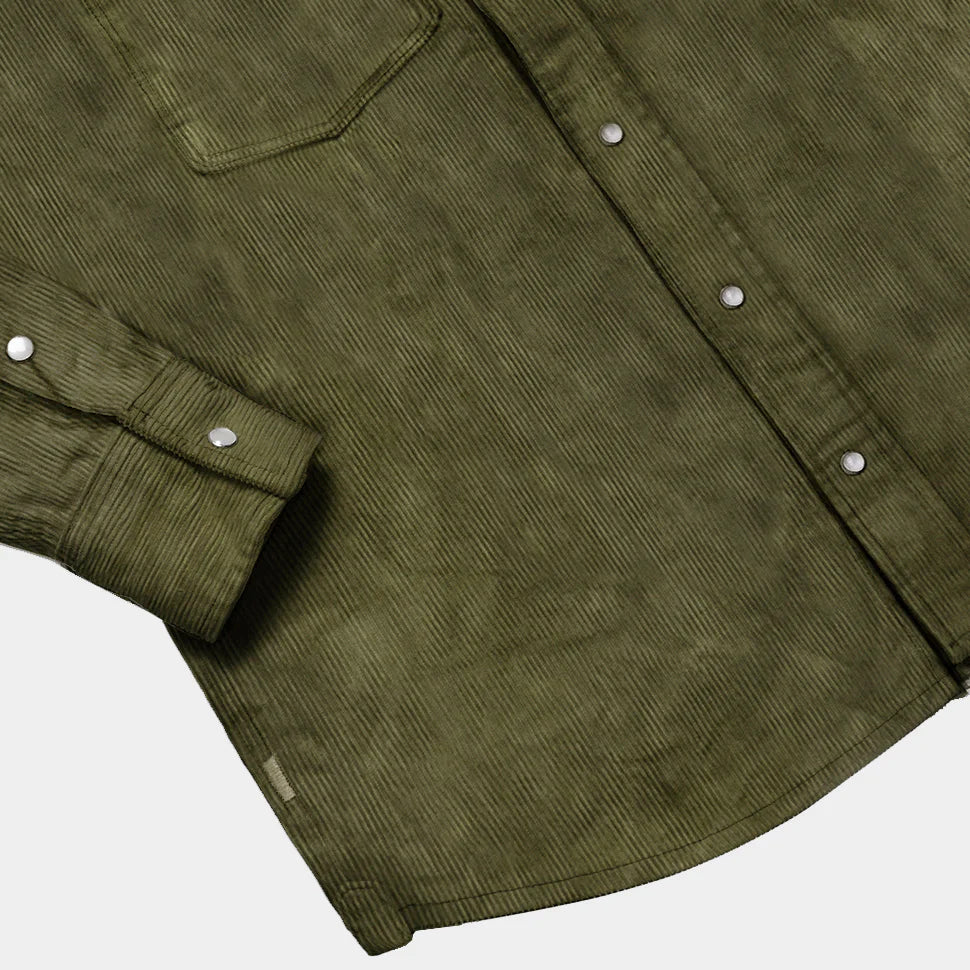 BZEN M.3239R PACO-11W 2 FLAP POCKET CORDUROY SHIRT VEGGIE DYED-11 WALE-SEAWEED