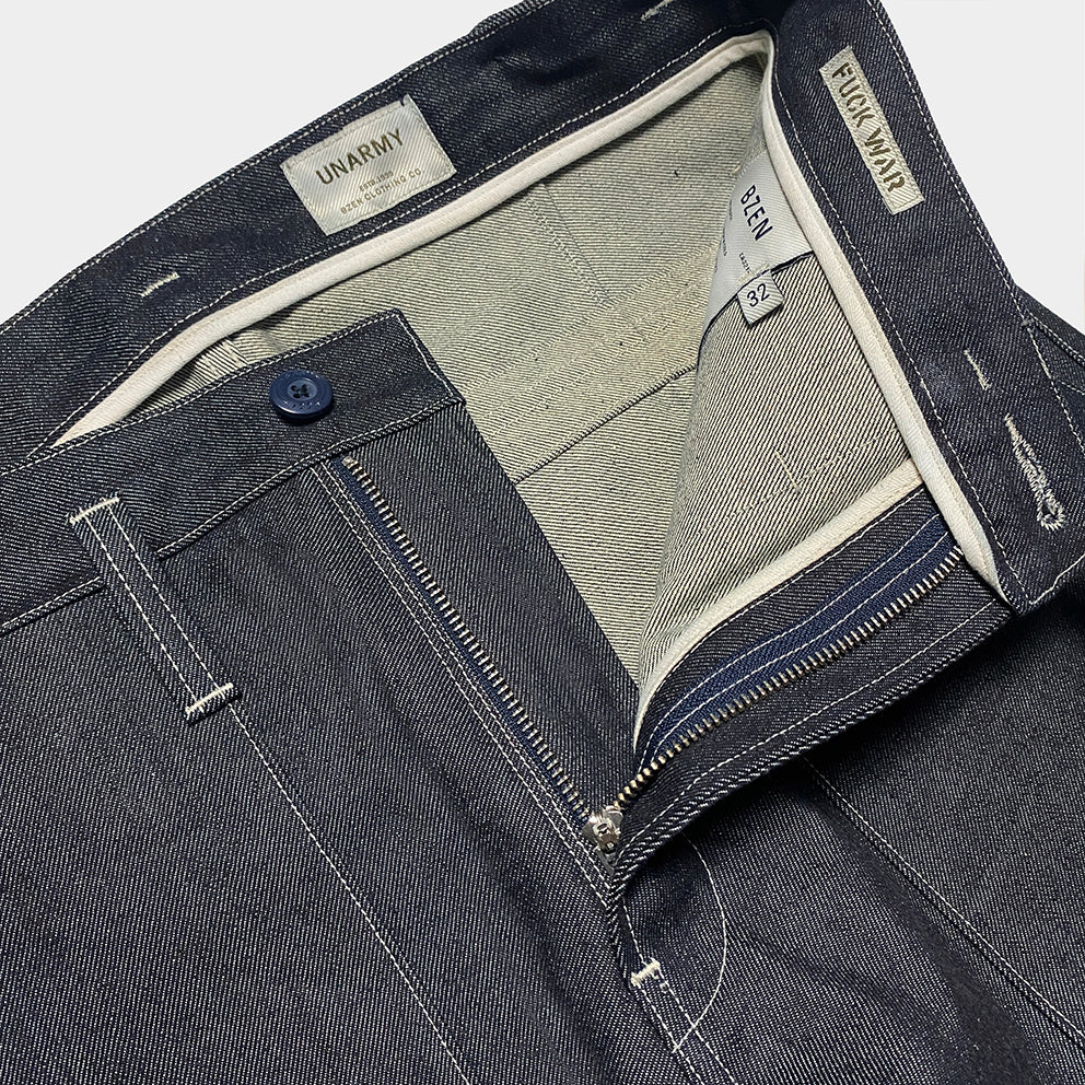 BZEN M.1113R NASH-I REGULAR FIT 4 POCKET MILITARY INSPIRED RAW SELVEDGE PANT-12.5OZ-RAW INDIGO