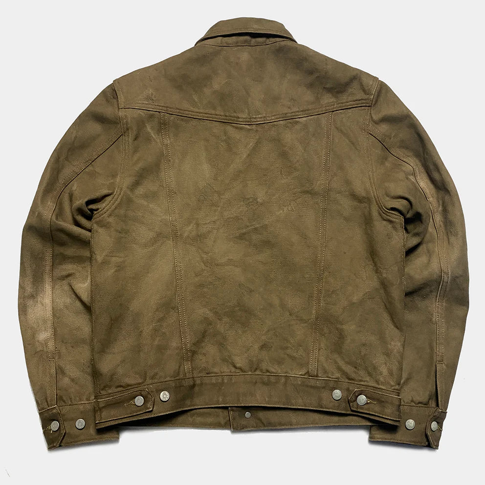 BZEN M.3139RR GARCIA2-18WXS REGULAR FIT 4 POCKET JACKET VEGGIE DYED WAXED 18OZ CANVAS LIMITED EDITION BY ORDER ONLY DUE TO LIMITED FABRIC-18OZ-SEAWEED