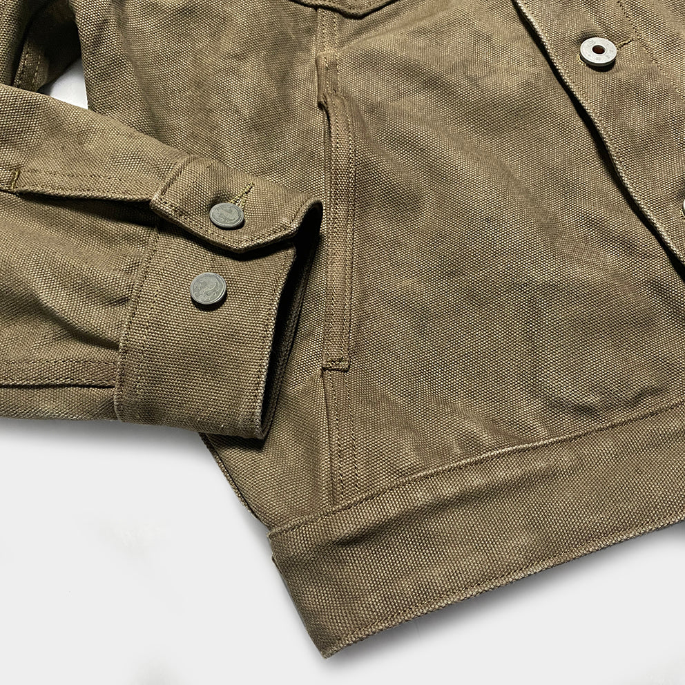 BZEN M.3139RR GARCIA2-18WXS REGULAR FIT 4 POCKET JACKET VEGGIE DYED WAXED 18OZ CANVAS LIMITED EDITION BY ORDER ONLY DUE TO LIMITED FABRIC-18OZ-SEAWEED