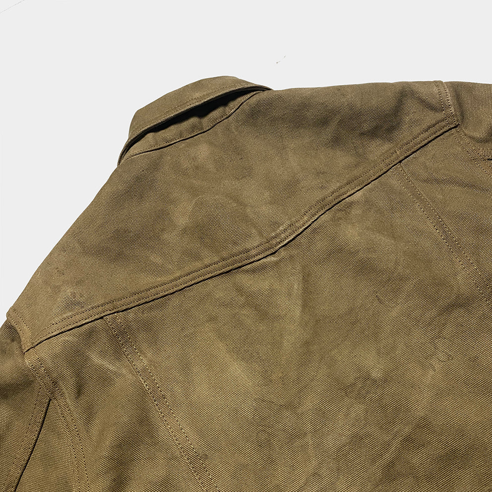 BZEN M.3139RR GARCIA2-18WXS REGULAR FIT 4 POCKET JACKET VEGGIE DYED WAXED 18OZ CANVAS LIMITED EDITION BY ORDER ONLY DUE TO LIMITED FABRIC-18OZ-SEAWEED