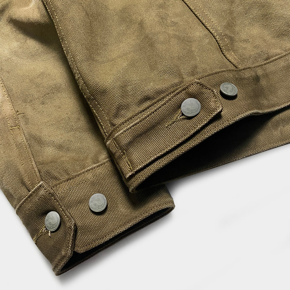 BZEN M.3139RR GARCIA2-18WXS REGULAR FIT 4 POCKET JACKET VEGGIE DYED WAXED 18OZ CANVAS LIMITED EDITION BY ORDER ONLY DUE TO LIMITED FABRIC-18OZ-SEAWEED