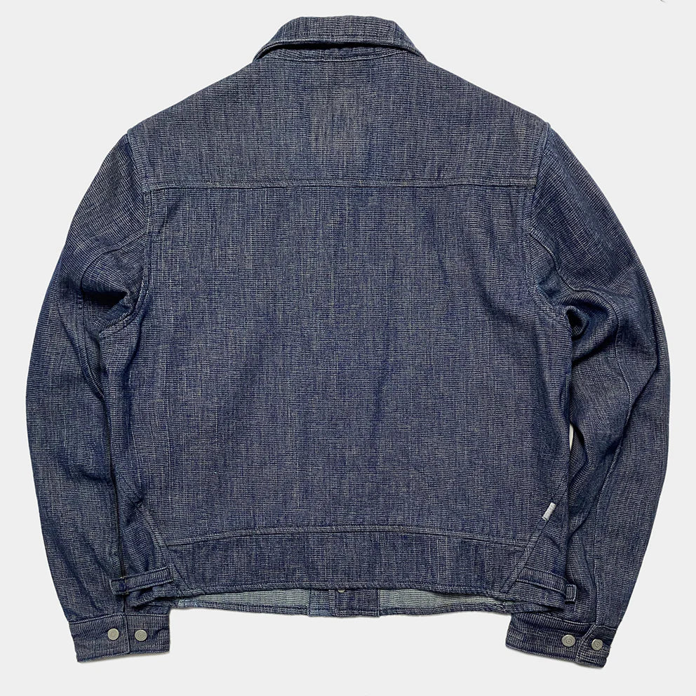 BZEN M.3139R DESPERADO-DW REGULAR FIT 2 POCKET DOBBIE WEAVE DENIM UNLINED COSSACK JACKET-10.5OZ-E0 INDIGO