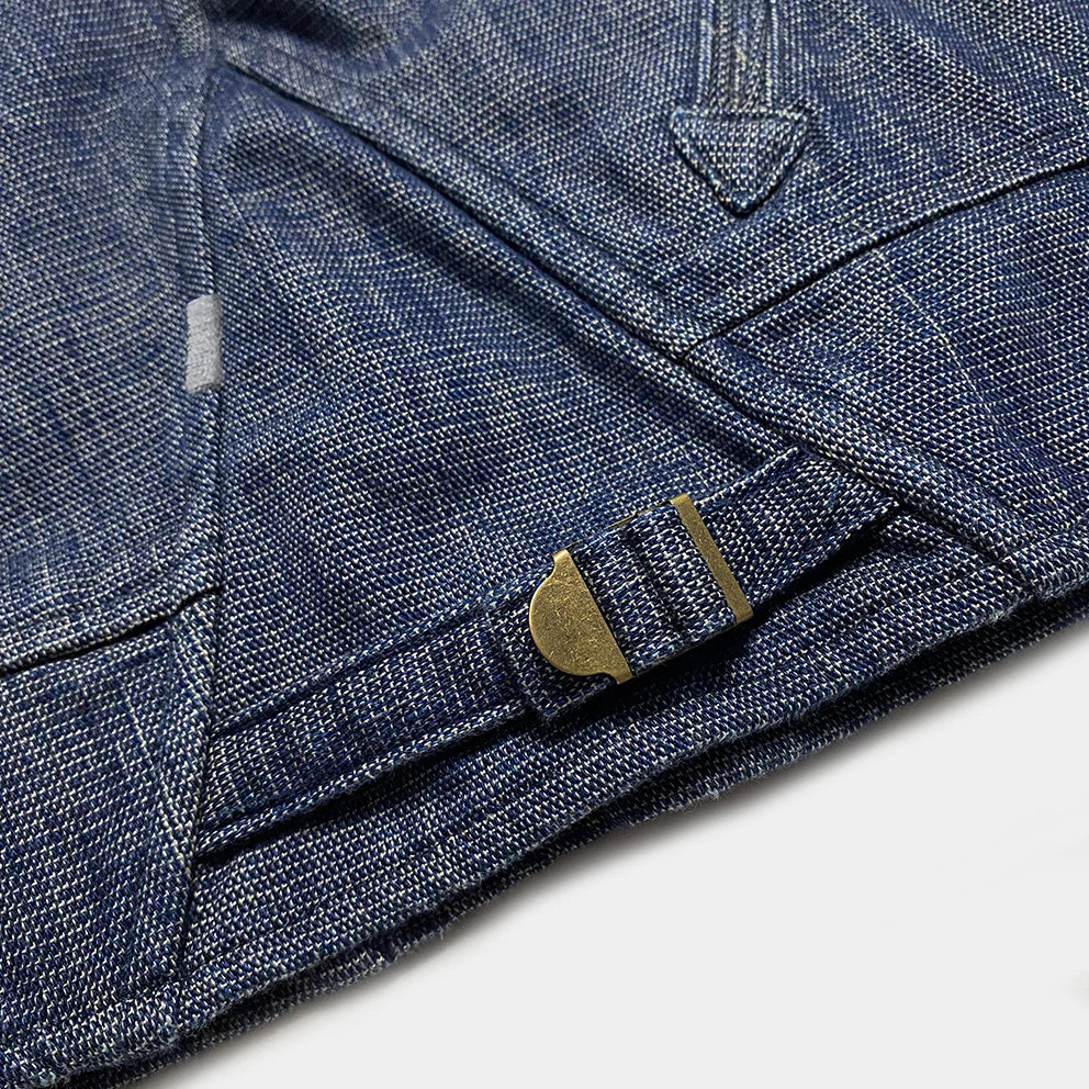 BZEN M.3139R DESPERADO-DW REGULAR FIT 2 POCKET DOBBIE WEAVE DENIM UNLINED COSSACK JACKET-10.5OZ-E0 INDIGO