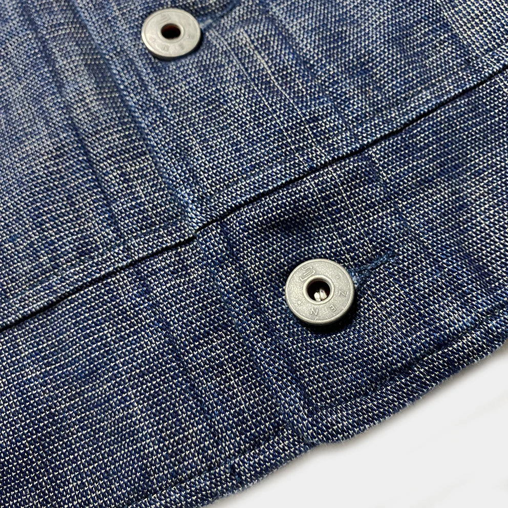 BZEN M.3139R DESPERADO-DW REGULAR FIT 2 POCKET DOBBIE WEAVE DENIM UNLINED COSSACK JACKET-10.5OZ-E0 INDIGO