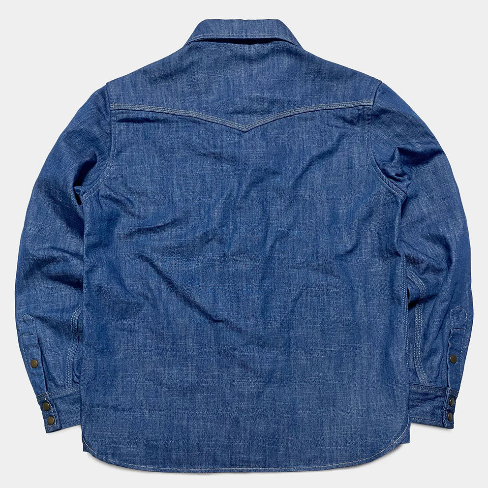 BZEN M.3282 JESSE-TRIPLE LIGHT BLUE DENIM WESTERN SHIRT-12OZ-E0 LIGHT BLUE