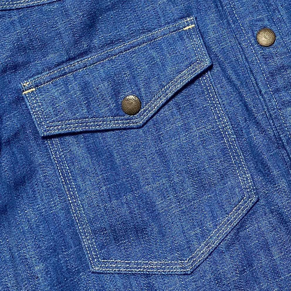 BZEN M.3282 JESSE-TRIPLE LIGHT BLUE DENIM WESTERN SHIRT-12OZ-E0 LIGHT BLUE