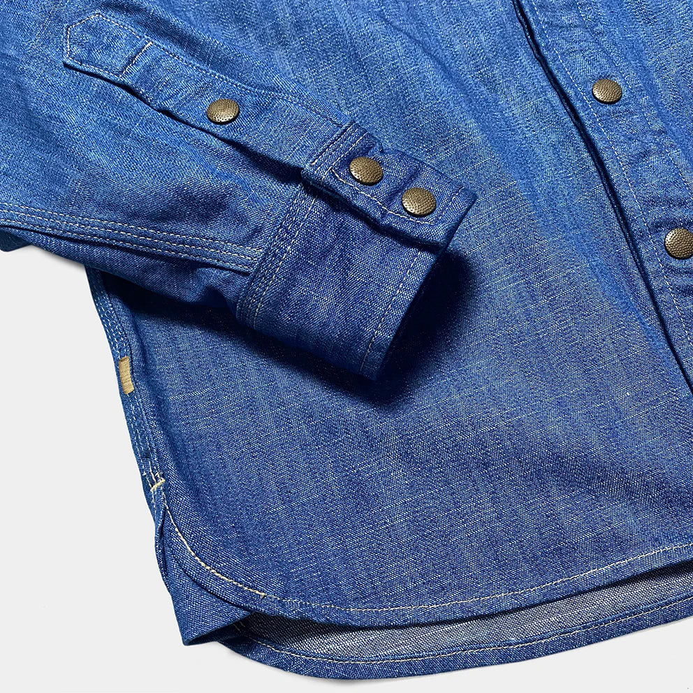 BZEN M.3282 JESSE-TRIPLE LIGHT BLUE DENIM WESTERN SHIRT-12OZ-E0 LIGHT BLUE