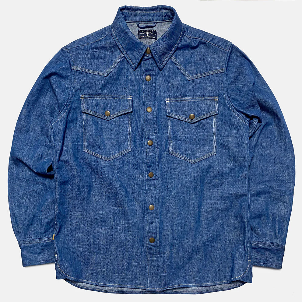 BZEN M.3282 JESSE-TRIPLE LIGHT BLUE DENIM WESTERN SHIRT-12OZ-E0 LIGHT BLUE