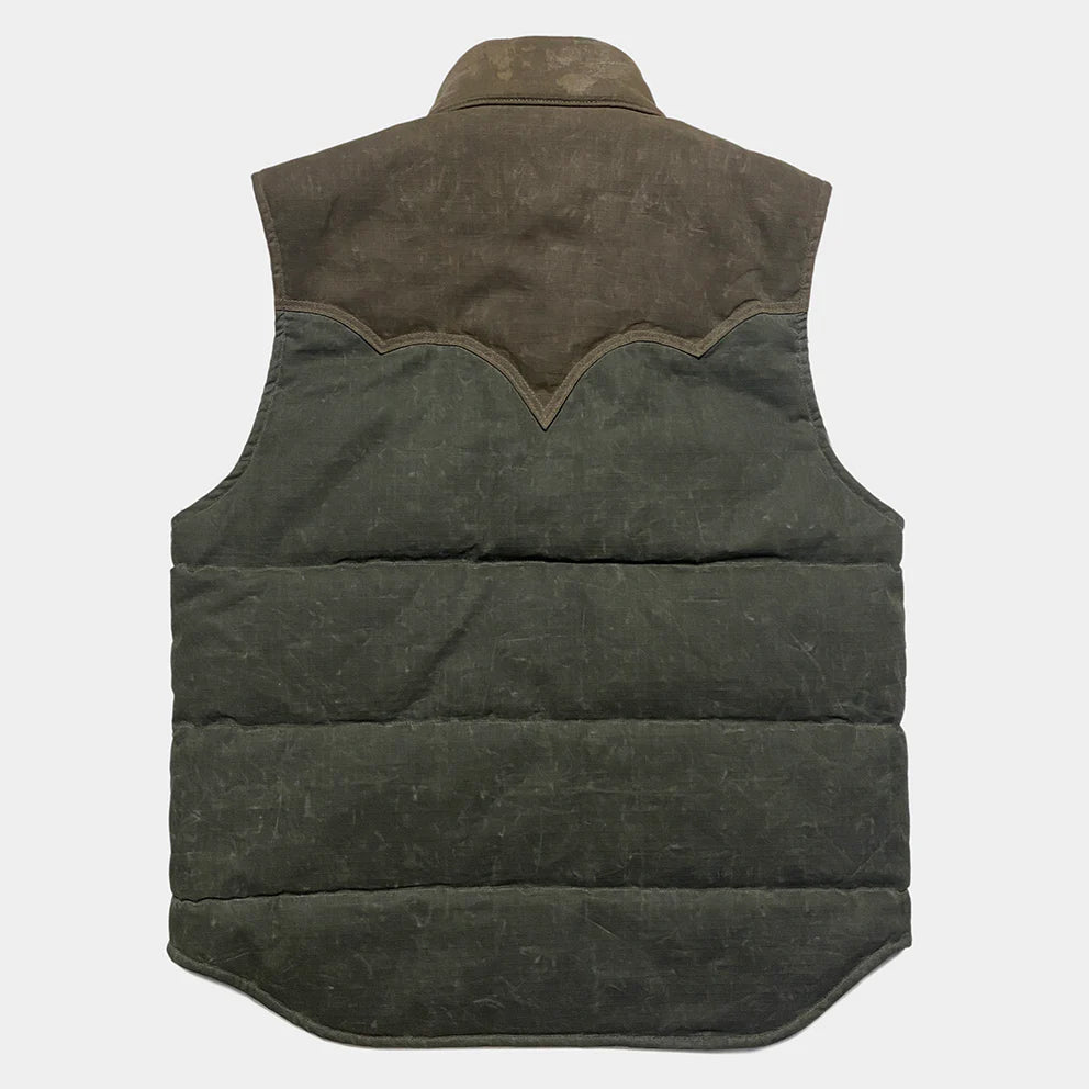 BZEN M.3009 CARLOS-WXK REGULAR FIT 4 POCKET WAXED RIP STOP QUILTED VEST-6OZ-WAX KHAKI CAUTION:DO NOT WASH