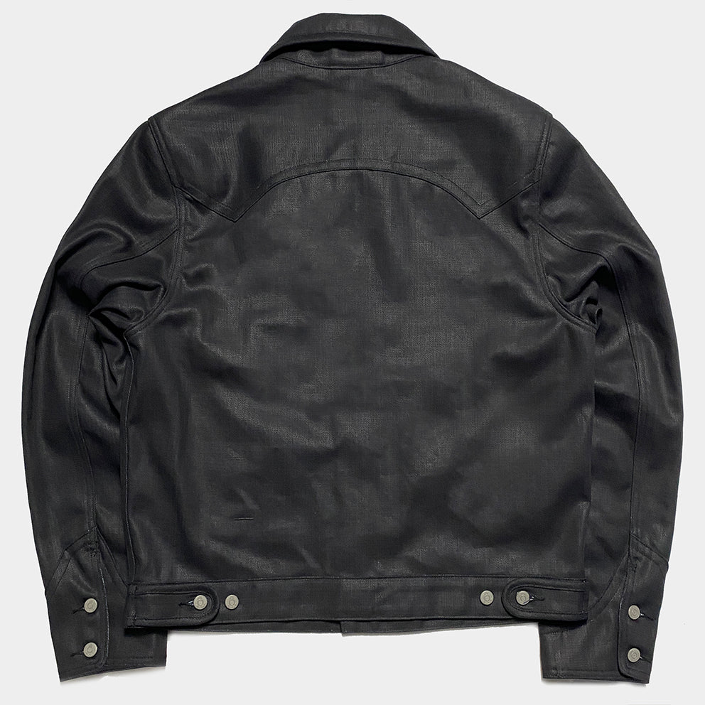 BZEN M.3139RR HOLMES-WX REGULAR FIT TYPE 6 VINTAGE INSPIRED LINED WAX DENIM JACKET-11.5OZ-WAX BLACK CAUTION:DO NOT WASH