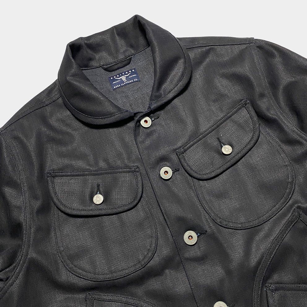BZEN M.3139RR HOLMES-WX REGULAR FIT TYPE 6 VINTAGE INSPIRED LINED WAX DENIM JACKET-11.5OZ-WAX BLACK CAUTION:DO NOT WASH