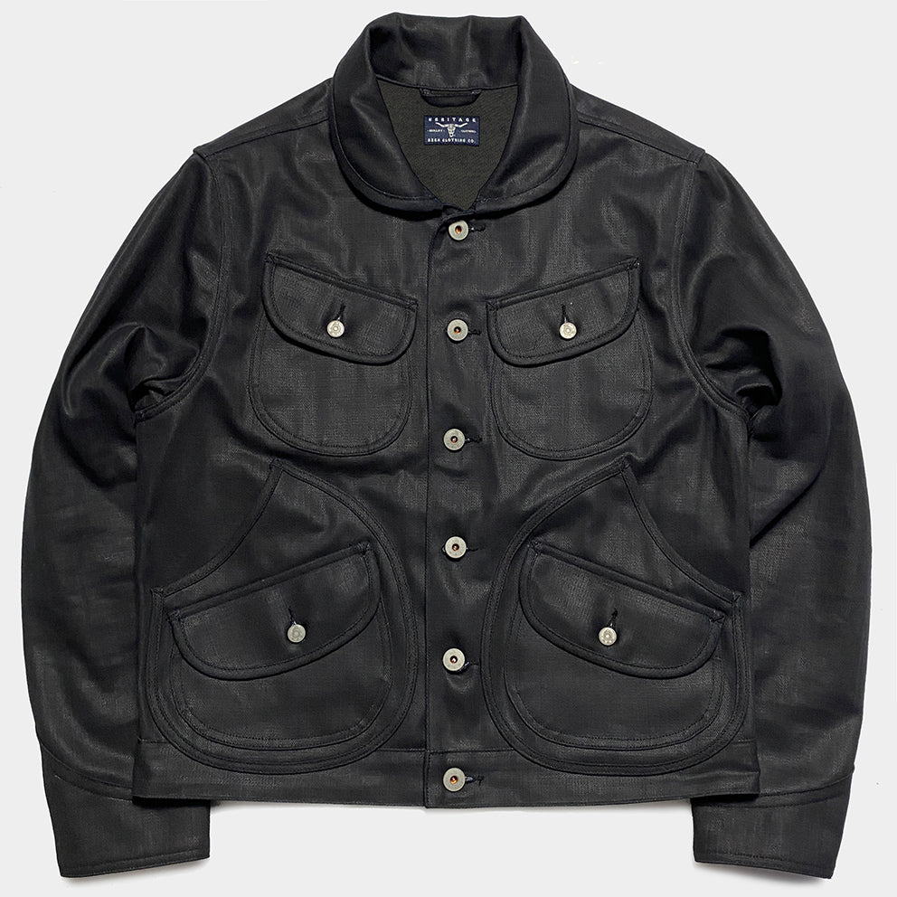BZEN M.3139RR HOLMES-WX REGULAR FIT TYPE 6 VINTAGE INSPIRED LINED WAX DENIM JACKET-11.5OZ-WAX BLACK CAUTION:DO NOT WASH