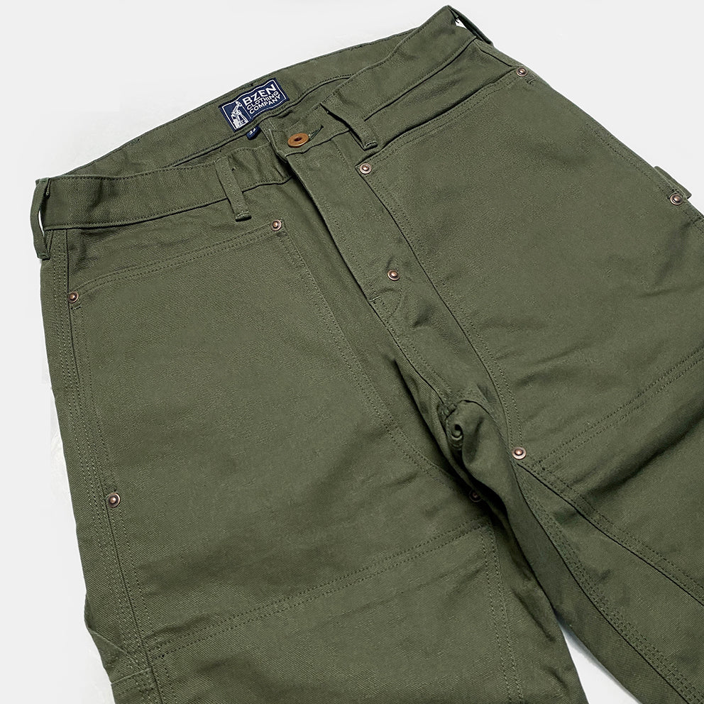 BZEN M.1279 JETHRO-CAG REGULAR FIT DOUBLE PANEL FRONT 6 POCKET CANVAS PAINTER JEAN-12.5OZ-E0 ARMY GREEN