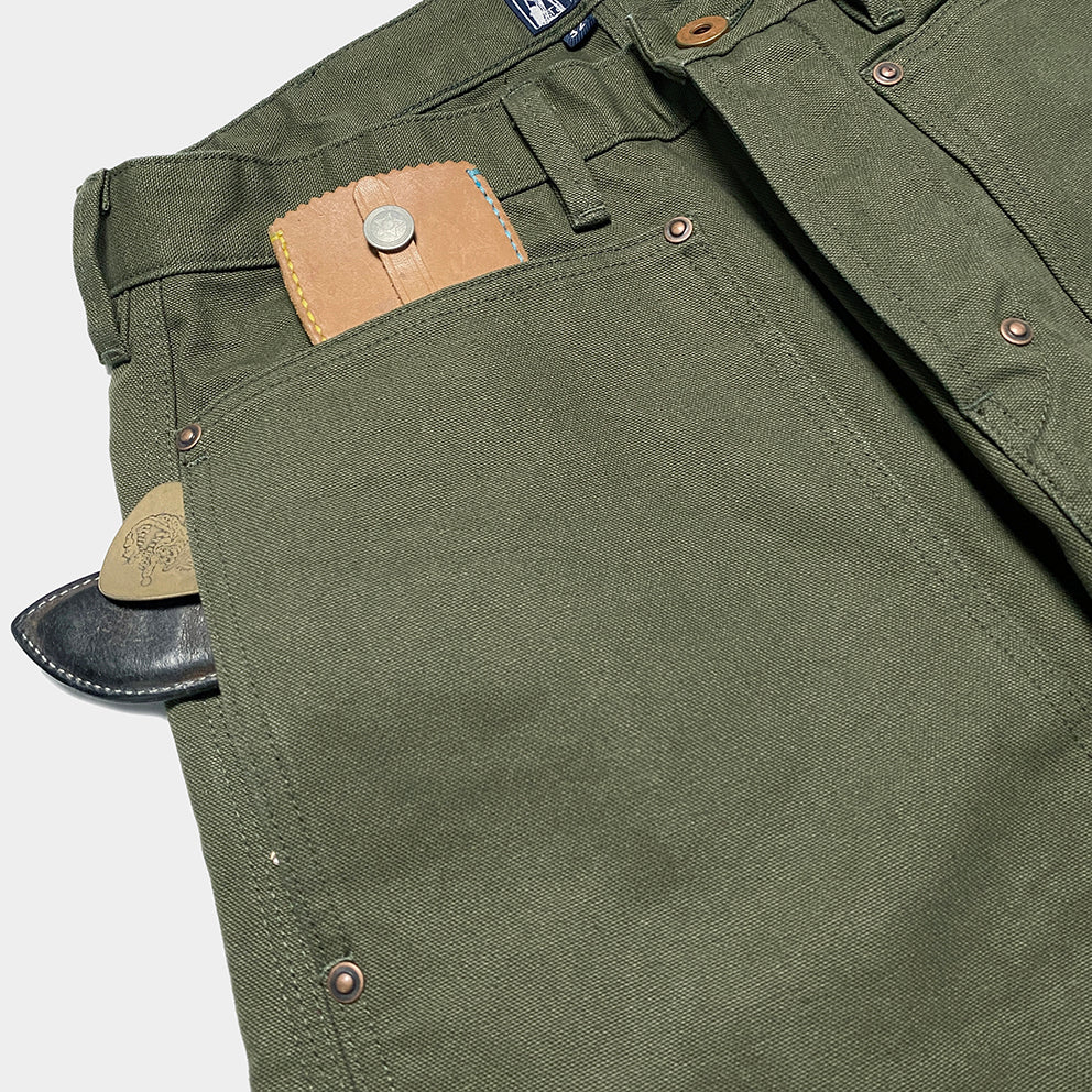BZEN M.1279 JETHRO-CAG REGULAR FIT DOUBLE PANEL FRONT 6 POCKET CANVAS PAINTER JEAN-12.5OZ-E0 ARMY GREEN