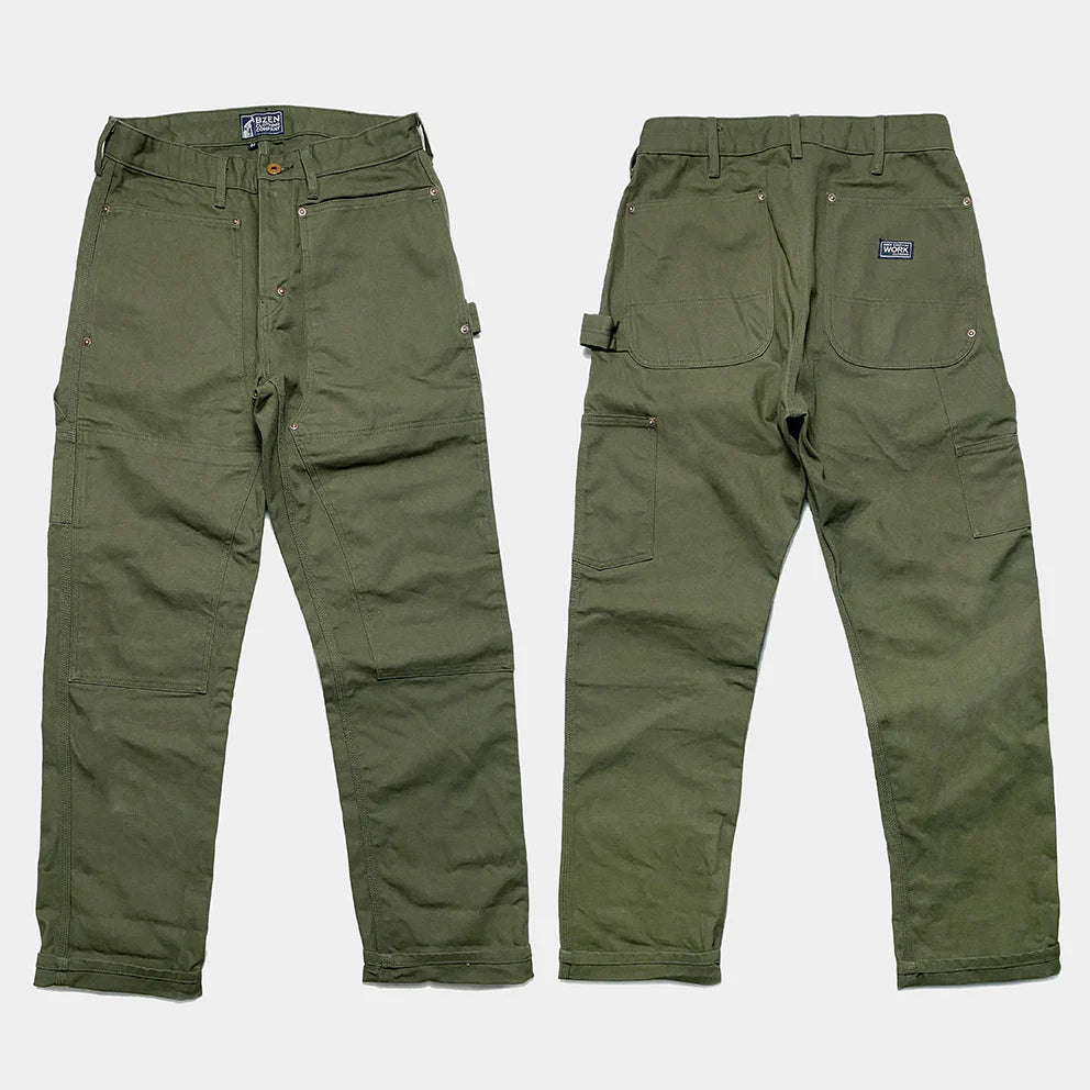 BZEN M.1279 JETHRO-CAG REGULAR FIT DOUBLE PANEL FRONT 6 POCKET CANVAS PAINTER JEAN-12.5OZ-E0 ARMY GREEN
