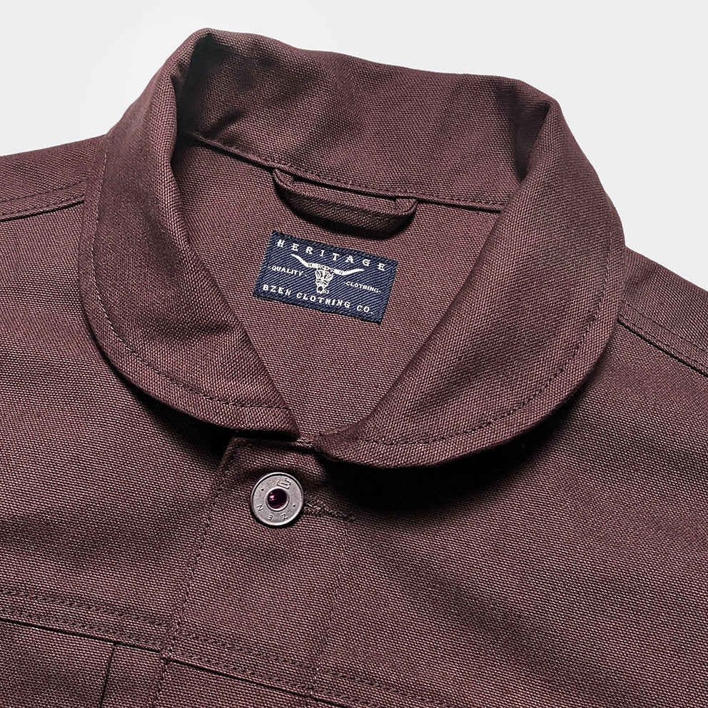BZEN M.3139RR WAYLON2-CB REGULAR FIT BURGUNDY CANVAS PLEATED FRONT 2 POCKET JACKET-12.5OZ-E0 BURGUNDY