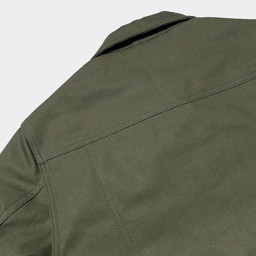 BZEN M.3139RR WAYLON2-CAG REGULAR FIT ARMY GREEN CANVAS PLEATED FRONT 2 POCKET JACKET-12.5OZ-E0 ARMY GREEN