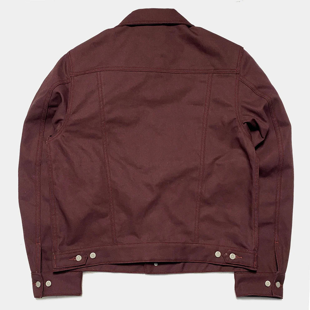 BZEN M.3139RR WAYLON2-CB REGULAR FIT BURGUNDY CANVAS PLEATED FRONT 2 POCKET JACKET-12.5OZ-E0 BURGUNDY