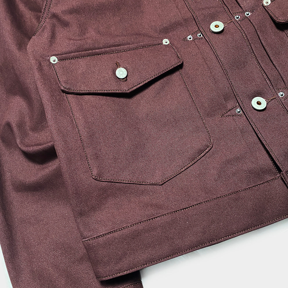 BZEN M.3139RR WAYLON2-CB REGULAR FIT BURGUNDY CANVAS PLEATED FRONT 2 POCKET JACKET-12.5OZ-E0 BURGUNDY