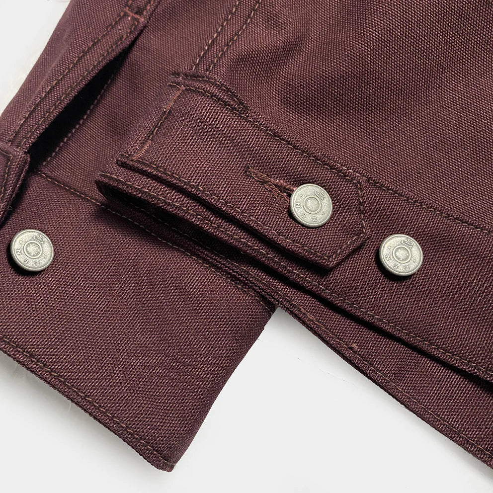 BZEN M.3139RR WAYLON2-CB REGULAR FIT BURGUNDY CANVAS PLEATED FRONT 2 POCKET JACKET-12.5OZ-E0 BURGUNDY