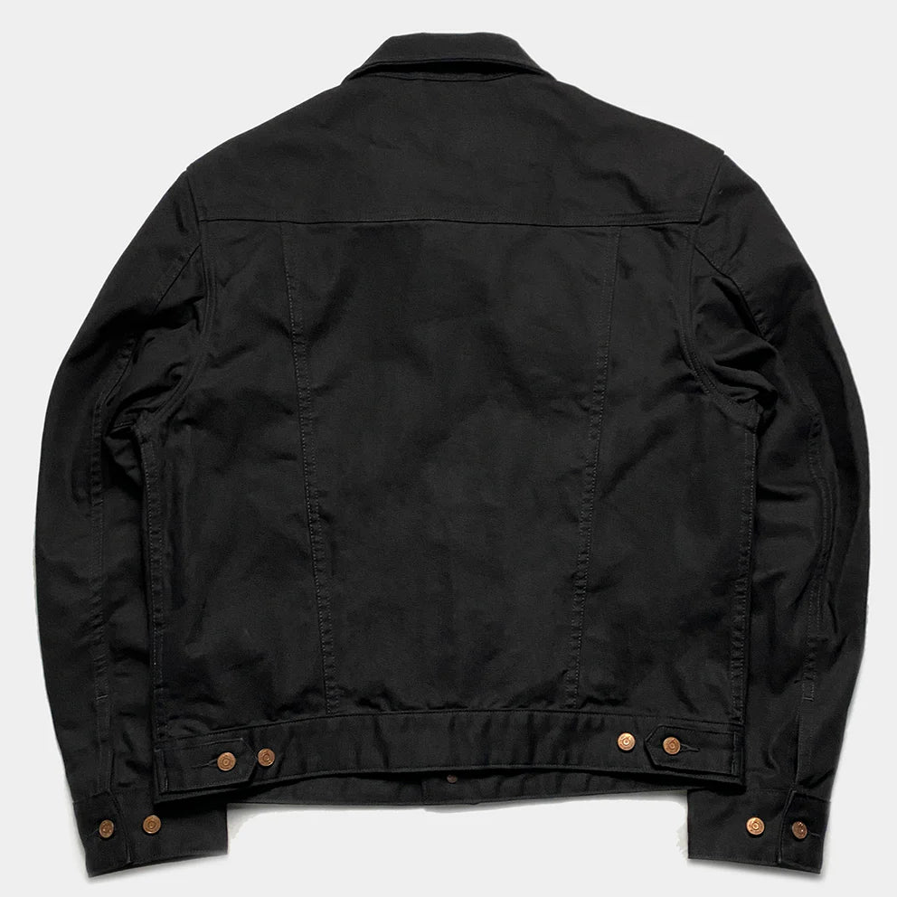 BZEN M.3139RR WAYLON2-CBB REGULAR FIT BLACK CANVAS PLEATED FRONT 2 POCKET JACKET-12.5OZ-E0 BLACK
