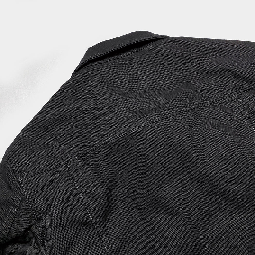 BZEN M.3139RR WAYLON2-CBB REGULAR FIT BLACK CANVAS PLEATED FRONT 2 POCKET JACKET-12.5OZ-E0 BLACK